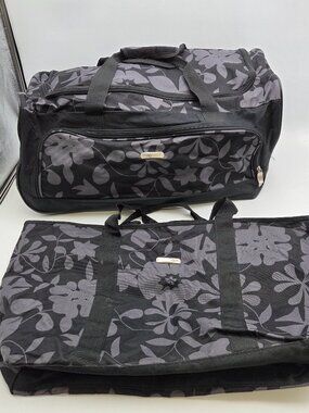 Prodigy 2 Piece Travel Set Rolling Duffel Bag & Tote Black Purple Luggage Set